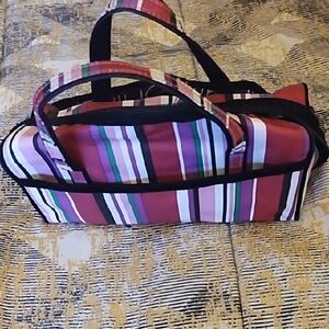 Sonia Kashuk Red and Pink Striped Bag